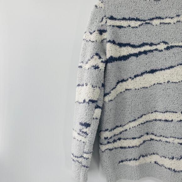 NEW Barefoot Dreams Ocean Zebra CozyChic Seaside CrewNeck Pullover Sweater Small - Picture 10 of 14